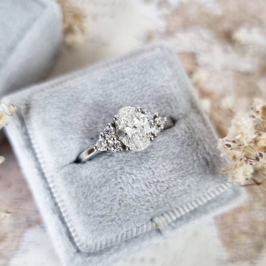 1.2 CT Oval Lab-Grown Diamond Cluster Engagement Ring 2