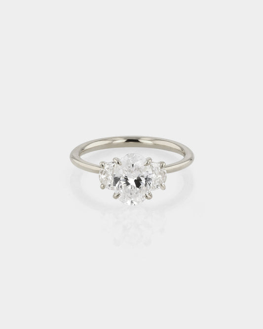 2.0 CT Oval Lab Grown Diamond Three Stone  Engagement Ring 1