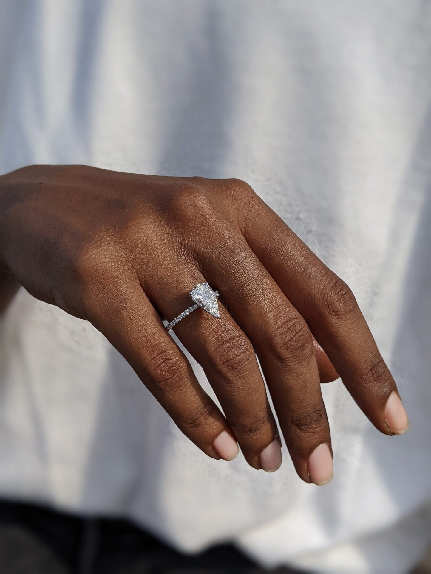 1.7 CT Pear Cut Pave CVD G/VS2 Diamond Engagement Ring 9