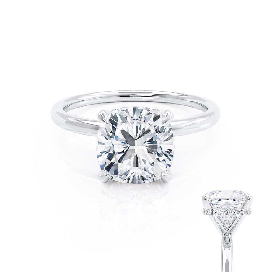 1.50 CT Cushion Cut Lab-Grown Diamond Hidden Halo Engagement Ring 5