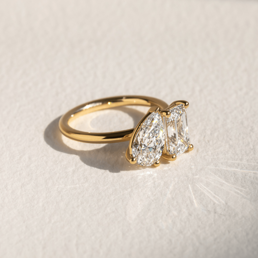 Toi Et Moi-Emerald & Pear Lab Grown Diamond Engagement Ring