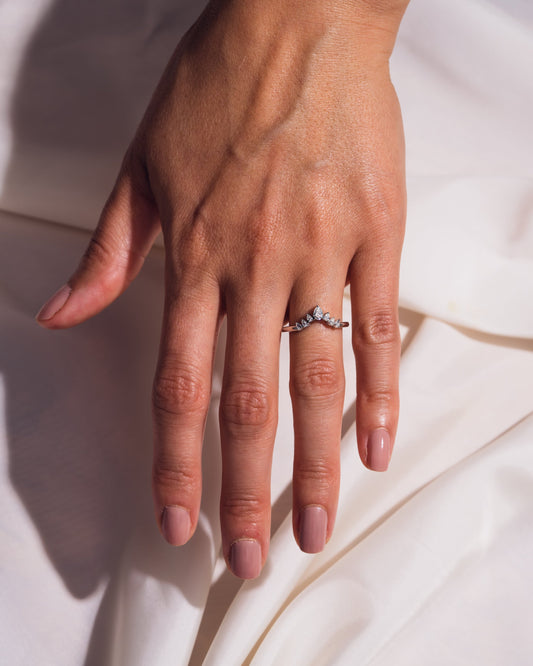 0.34 CT Pear Shaped Cluster Style Lab Grown Diamond Wedding Band