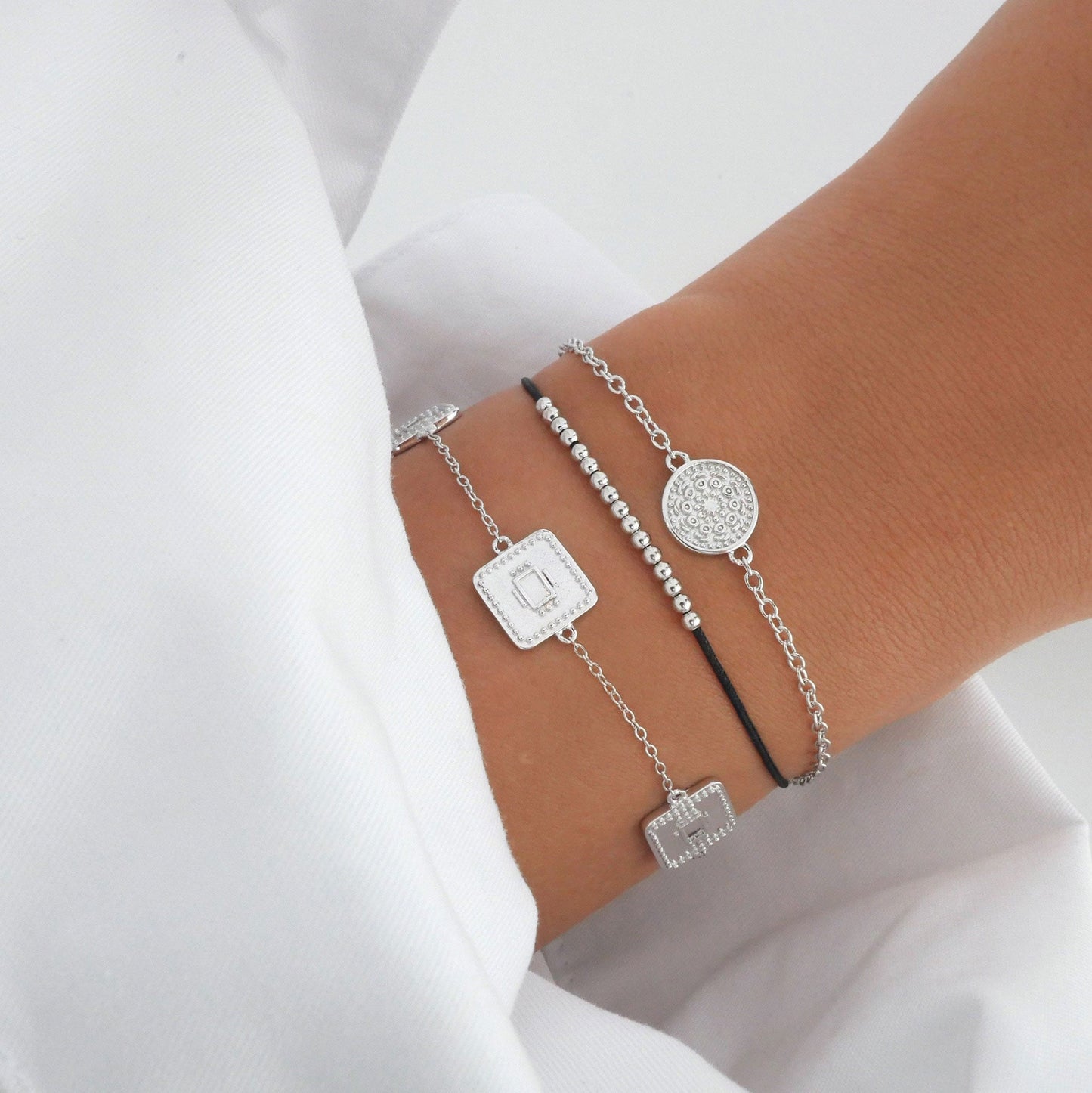 Golden Round Medallion Stackable Bracelet 8