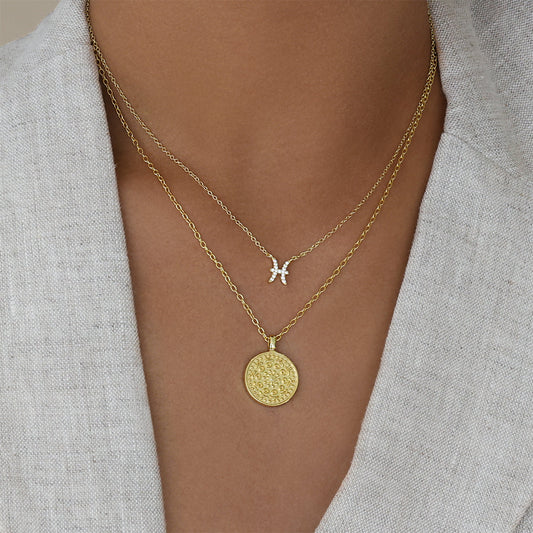 Pisces Emblem: 0.30 TCW Round Lab-Grown Diamond Charm Necklace 2