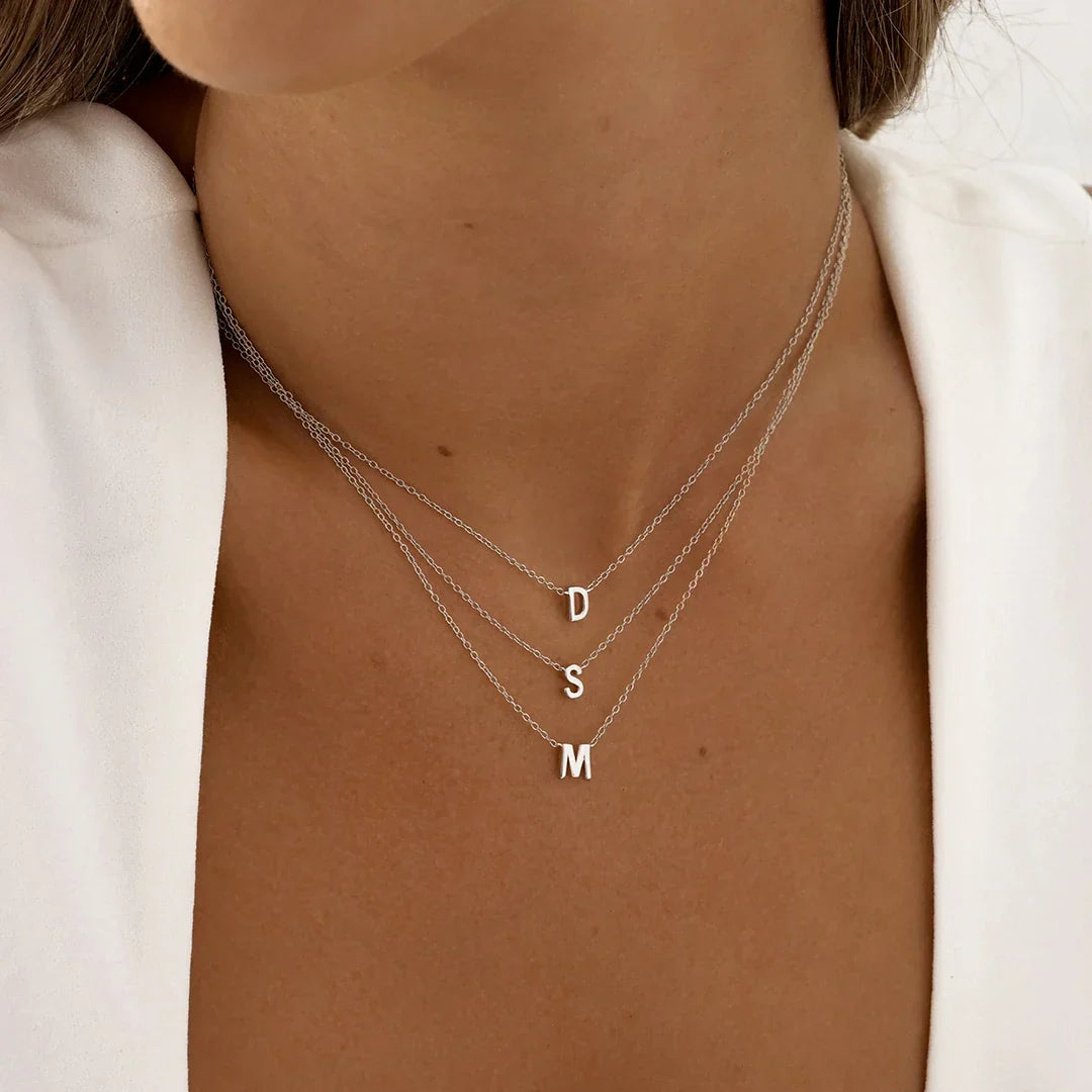 Elegant Silver Initial "A" Pendant Necklaces 5