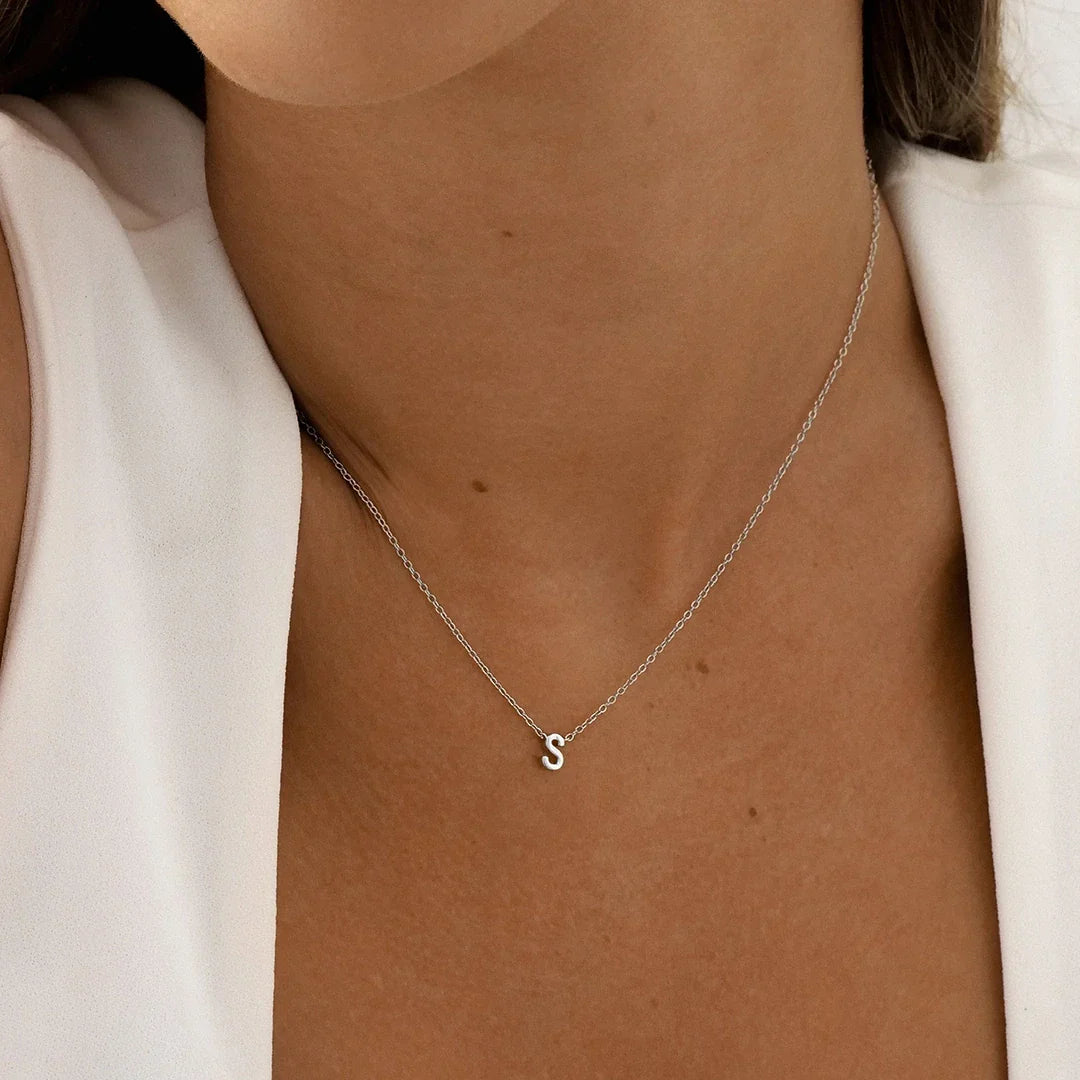 Elegant Silver Initial "A" Pendant Necklaces 4