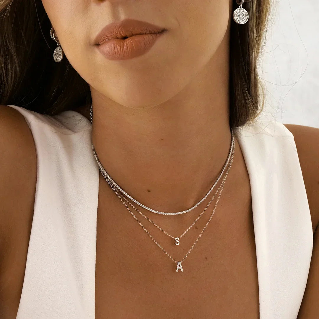 Elegant Silver Initial "A" Pendant Necklaces 6