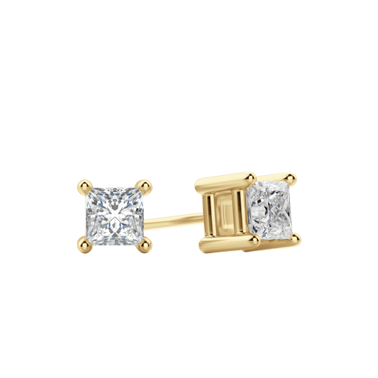 2.0 TCW Princess Cut Lab-Grown Diamond Stud Earrings in Gold 1