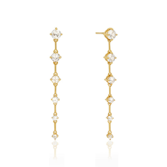 Elegant Gold 0.15 TCW Round Lab-Grown Diamond Drop Earrings 1