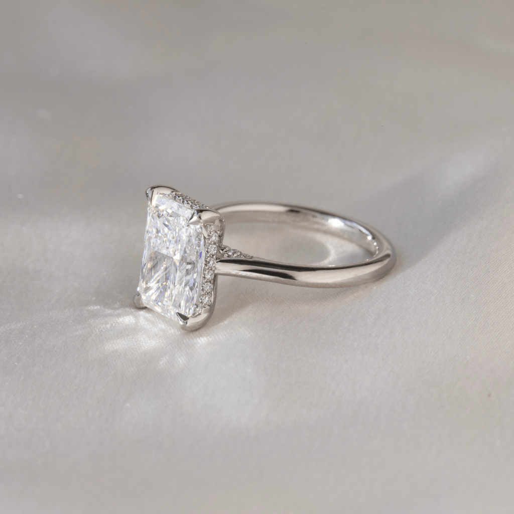 Cathedral & Hidden Halo-Radiant Lab Grown Diamond Engagement Ring
