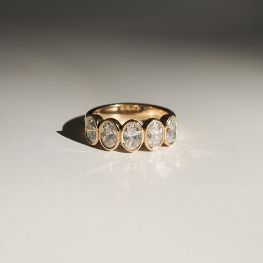 0.50 TCW Oval Lab Grown Diamond Bezel Wedding Band 1