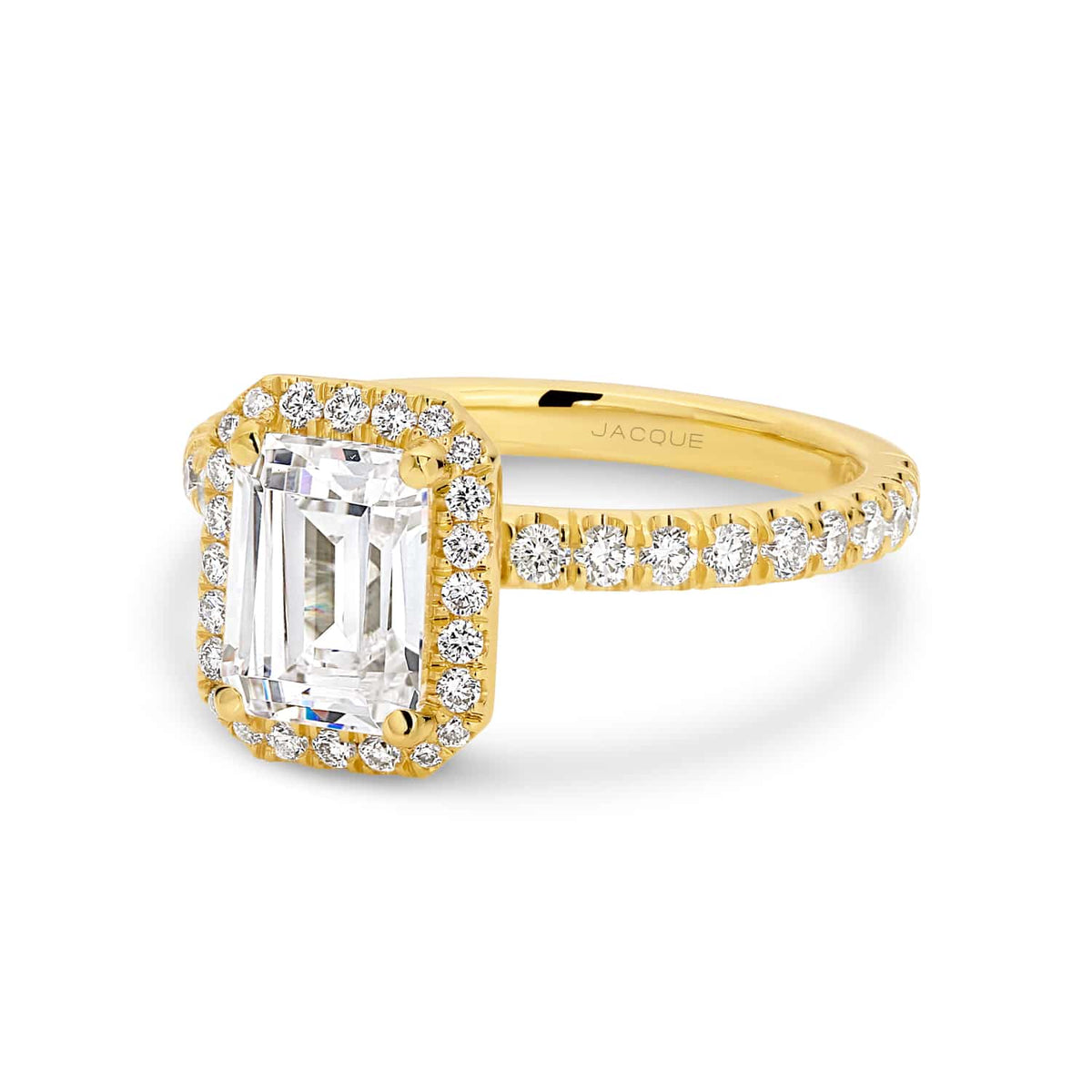Halo & Pave-Emerald Lab Grown Diamond Engagement Ring