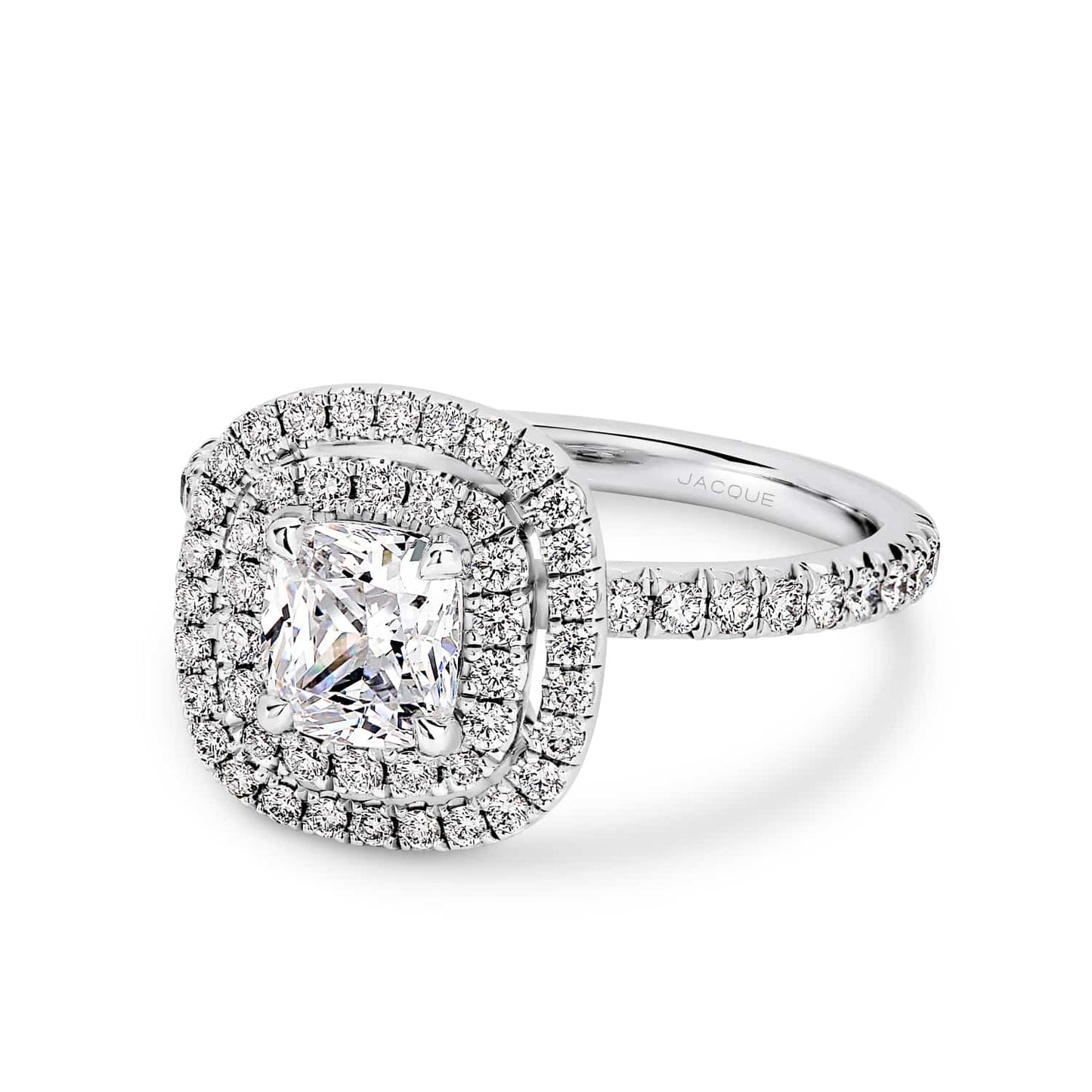 Double Halo & Pave-Cushion Lab Grown Diamond Engagement Ring