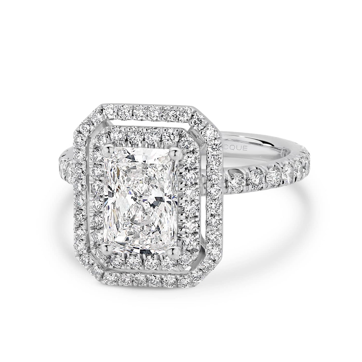 Double Halo & Pave-Radiant Lab Grown Diamond Engagement Ring