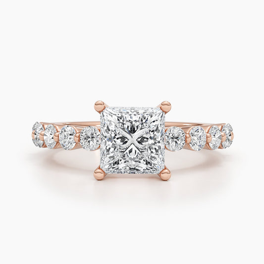 1.5 CT Princess Cut Lab-Grown Diamond Pave Engagement Ring 2