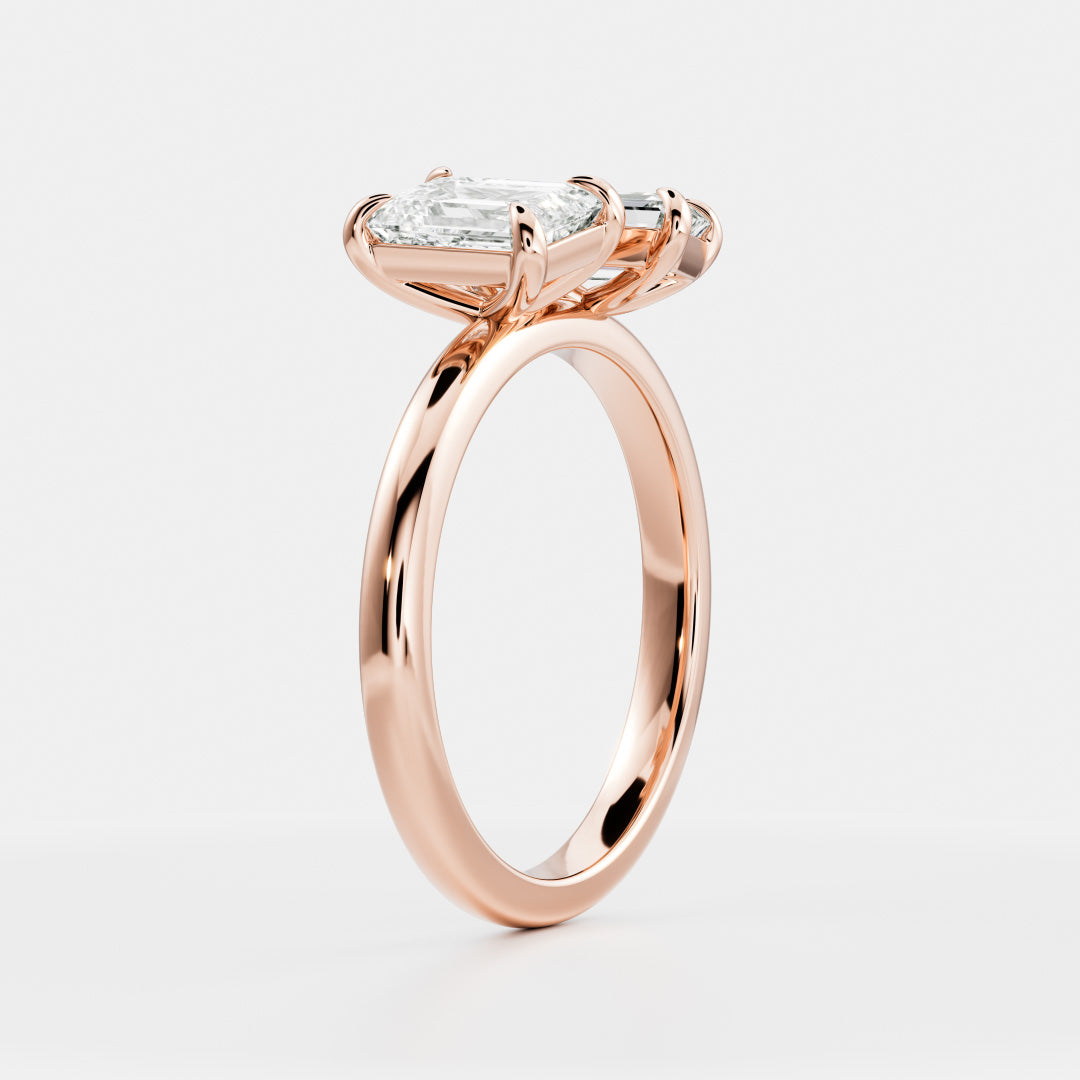 Toi Et Moi-Emerald & Emerald Lab Grown Diamond Engagement Ring