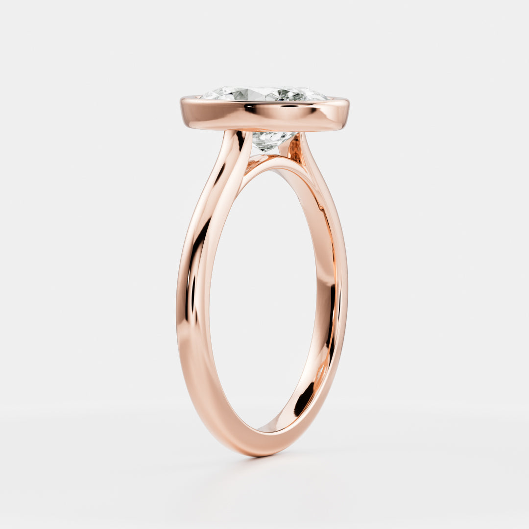 Solitaire Bezel Cathedral-Oval Lab Grown Diamond Engagement Ring