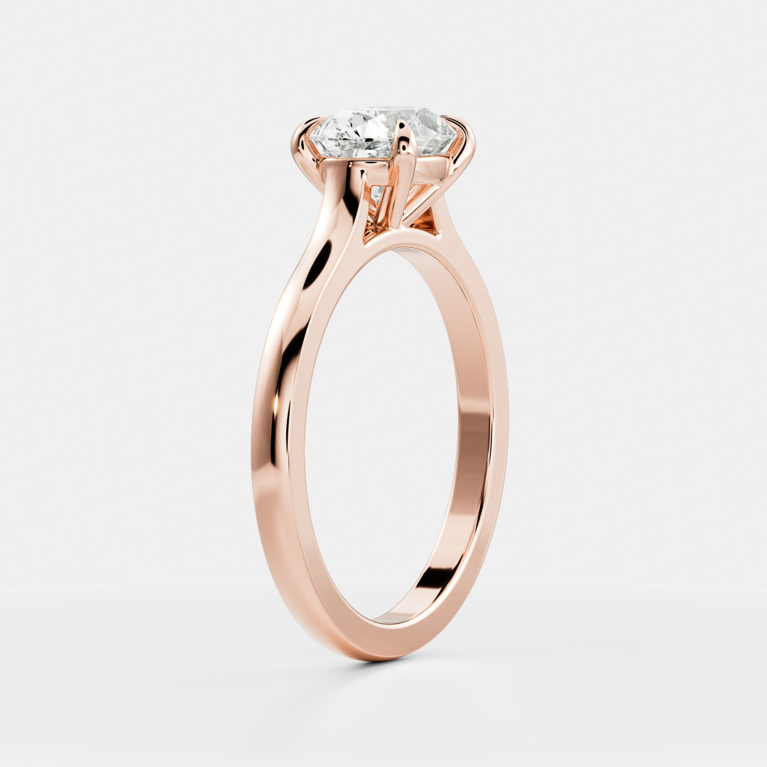East West Solitaire Cathedral-Oval Lab Grown Diamond Engagement Ring
