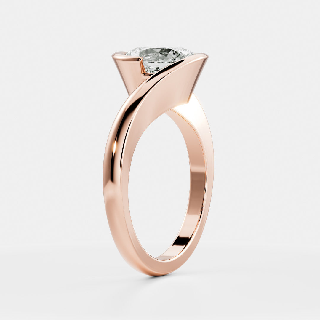 Solitaire Twisted Band-Oval Lab Grown Diamond Engagement Ring