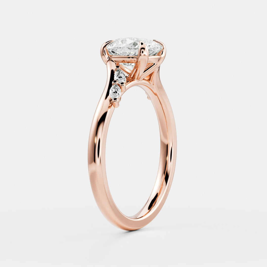 Cluster & Cathedral-Elongated Cushion Lab Grown Diamond Engagement Ring
