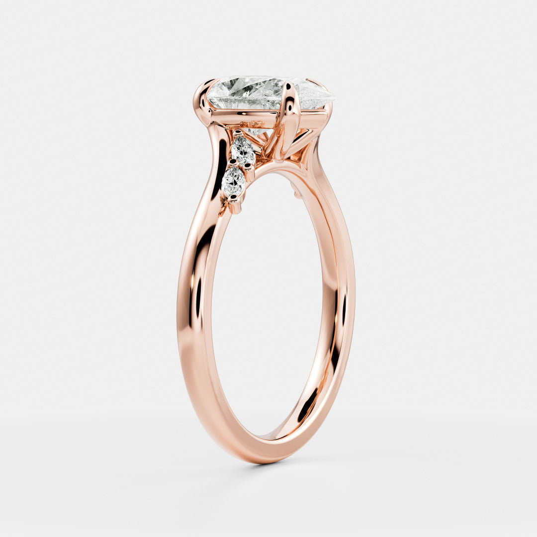 Cluster & Cathedral-Pear Lab Grown Diamond Engagement Ring
