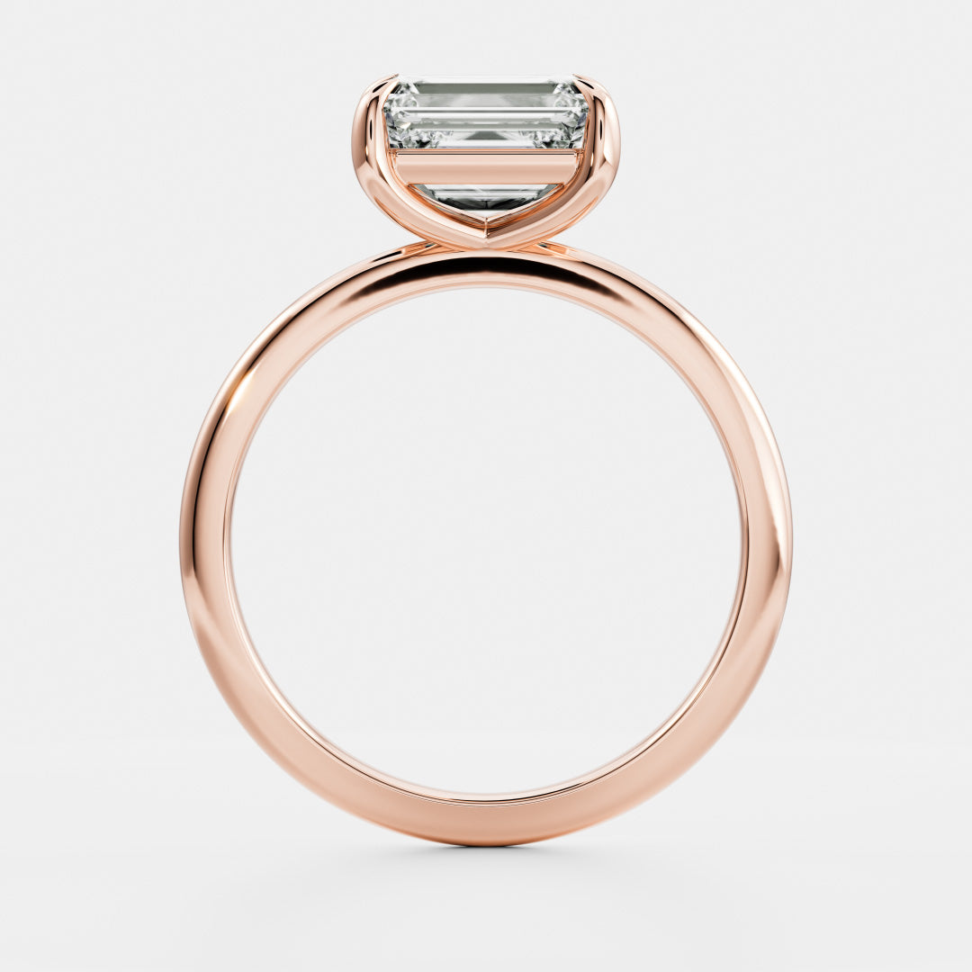 East West Solitaire-Emerald Lab Grown Diamond Engagement Ring
