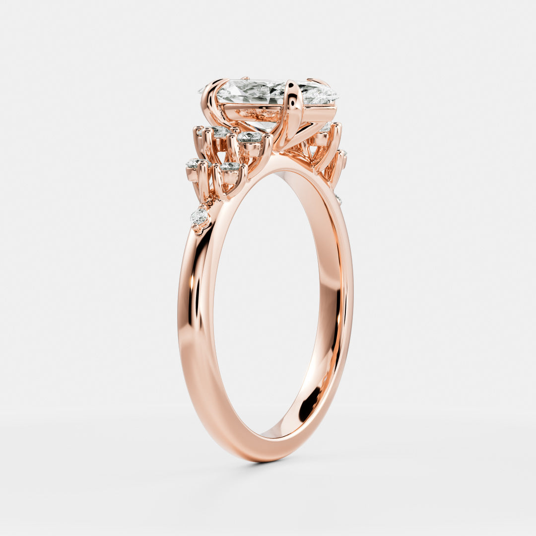 Cluster-Marquise Lab Grown Diamond Engagement Ring