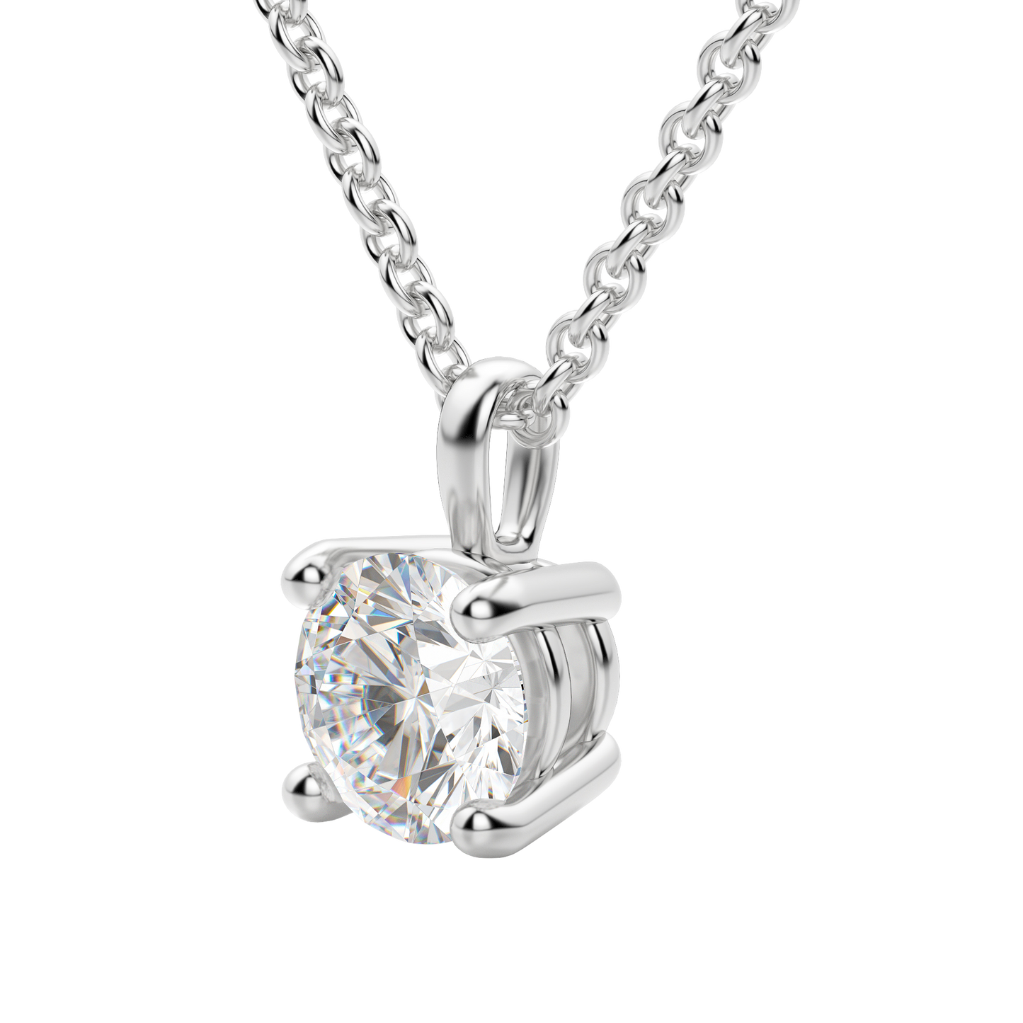 Radiant Elegance: 0.75 CT Round Lab-Grown Diamond Solitaire Necklace 19