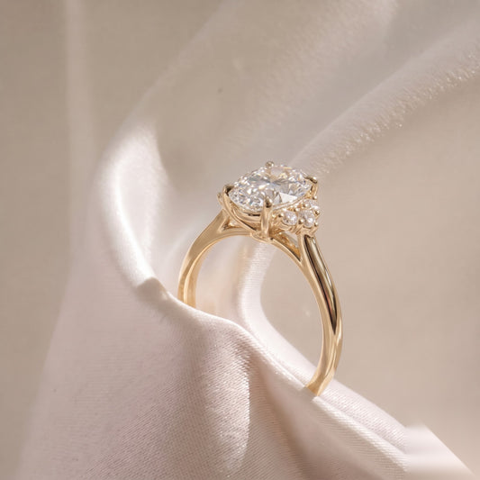 Cluster-Oval Lab Grown Diamond Engagement Ring