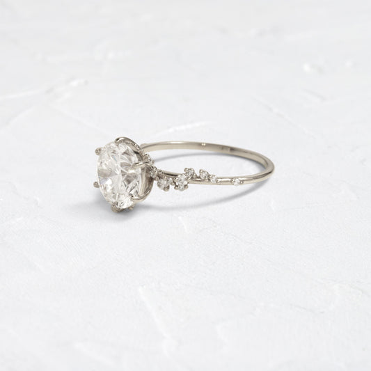 Cluster with Hidden Stone-Round Lab Grown Diamond Engagement Ring