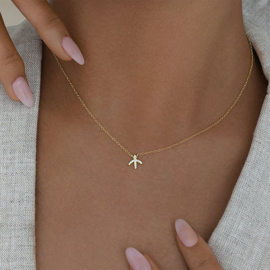 0.07 TCW Round Lab-Grown Diamond Sagittarius Necklace Charm in Gold 2