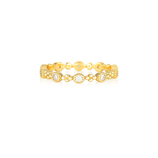 Elegant 0.15 TCW Round Lab-Grown Diamond Gold Wedding Band 1