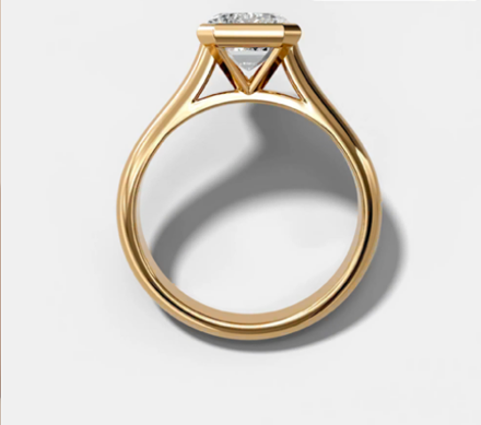 Custom Listing For Keifer- 1.50 Carat Radiant Cut Bezel Cathedral Lab Grown Diamond Ring