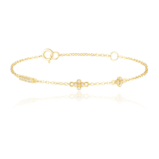 Elegant 0.08 TCW Round Lab-Grown Diamond Gold Bracelet 1
