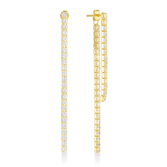 Elegant 0.4 TCW Round Lab-Grown Diamond Tennis Drop Earrings 1