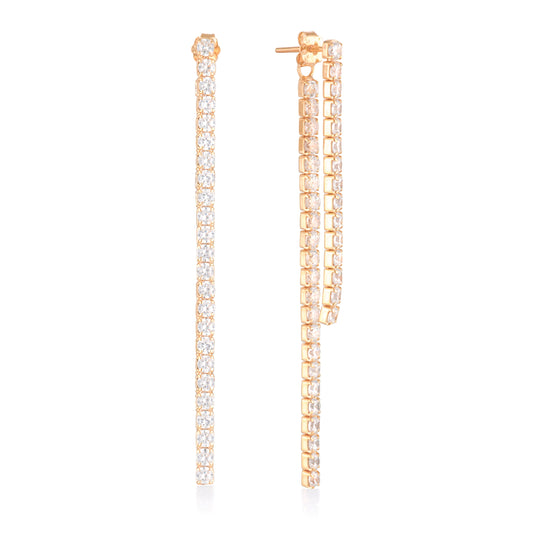 Elegant 0.4 TCW Round Lab-Grown Diamond Tennis Drop Earrings 2