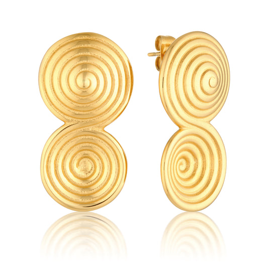 Golden Spiral Statement Earrings 1