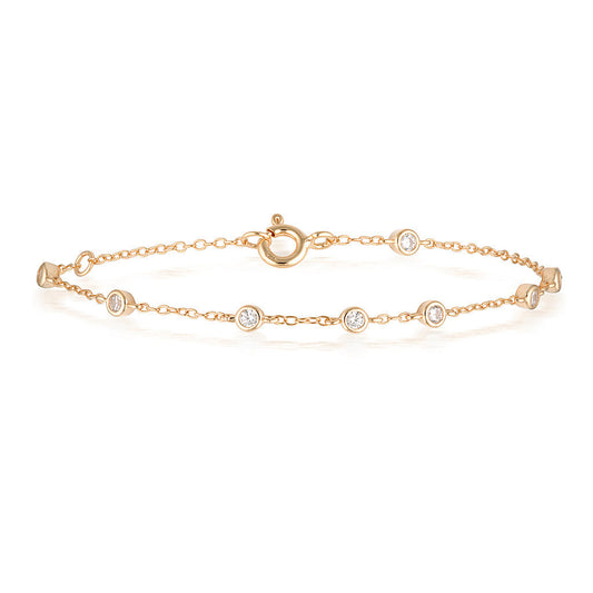 Radiant Elegance: 0.02 CTW Round Lab-Grown Diamond Gold Chain Bracelet 2