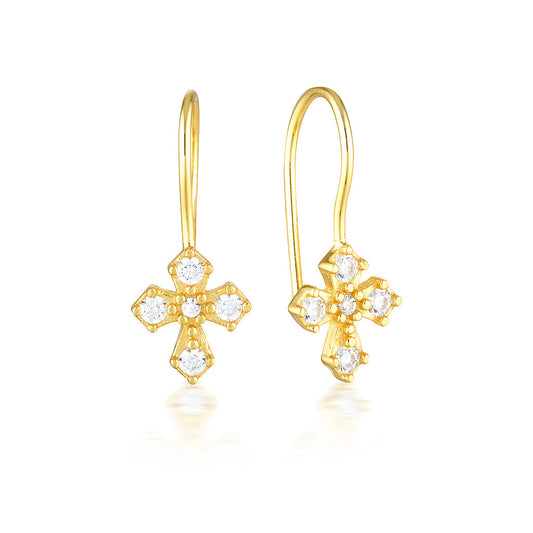 0.40 TCW Round Lab-Grown Diamond Cross Dangle Earrings 1