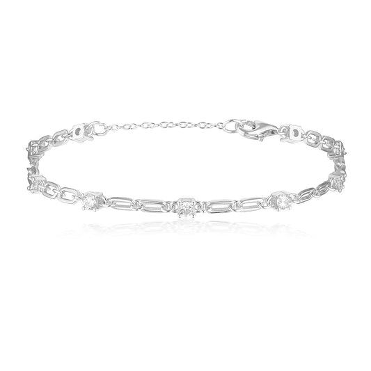 Elegant 0.05 TCW Round Lab-Grown Diamond Link Bracelet 1