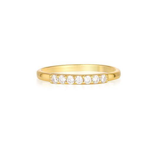 Elegant 0.10 TCW Round Lab-Grown Diamond Seven Stone Gold Wedding Band 1