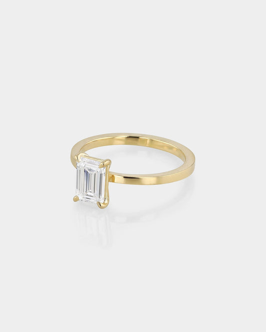 2.0 CT Emerald Cut Lab Grown Diamond Solitaire Engagement Ring in Gold Setting 2