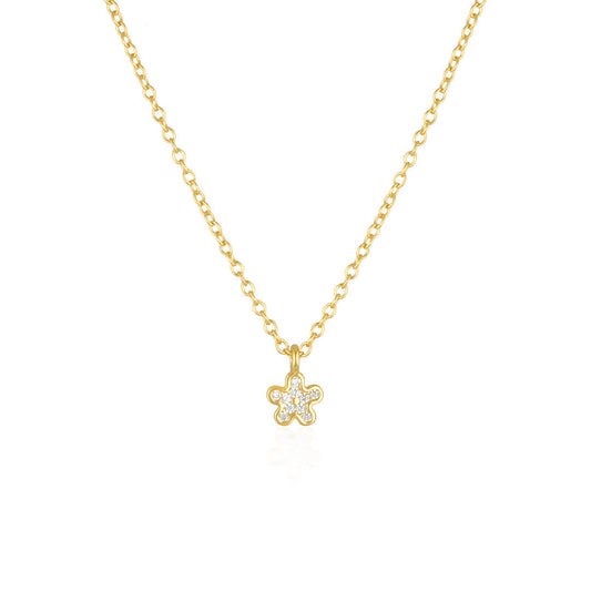 Golden Blossom: 0.09 TCW Round Lab Grown Diamond Floral Necklace 1