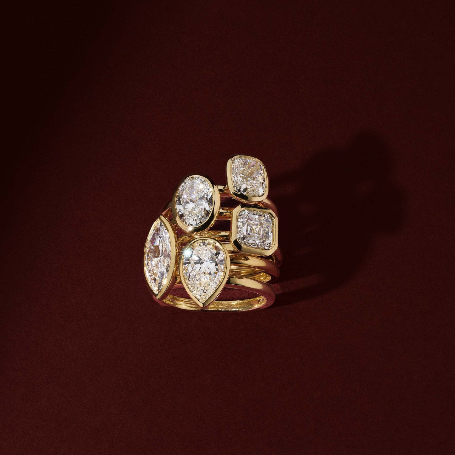 Solitaire Bezel Cathedral-Elongated Cushion Lab Grown Diamond Engagement Ring