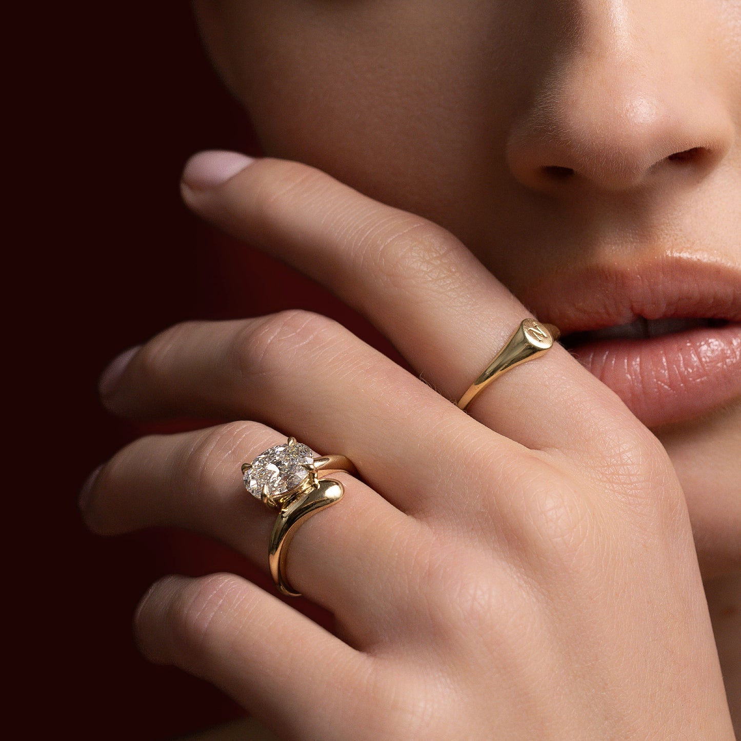 Solitaire Curved Shank-Oval Lab Grown Diamond Engagement Ring