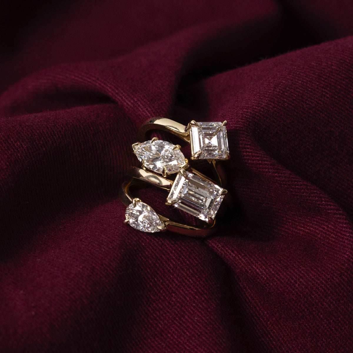 East West Solitaire Cathedral-Pear Lab Grown Diamond Engagement Ring