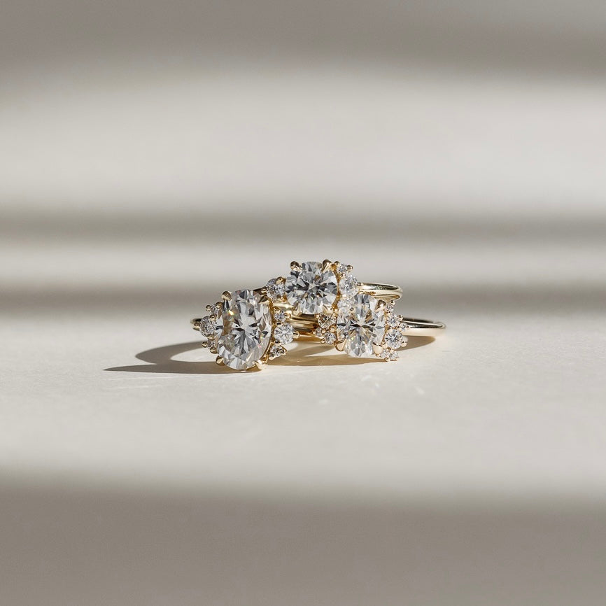 Cluster-Oval Lab Grown Diamond Engagement Ring