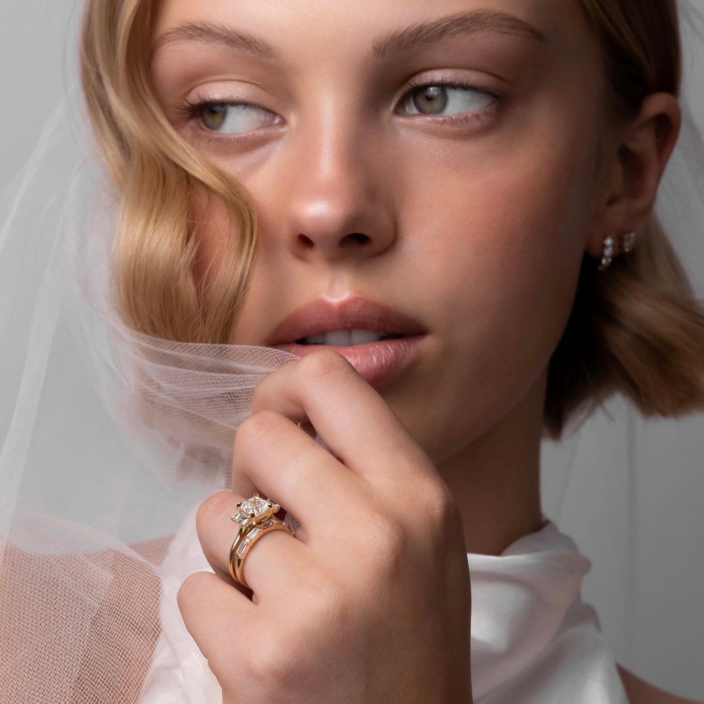 Half Eternity- 0.20 CT Oval Moissanite Wedding Band