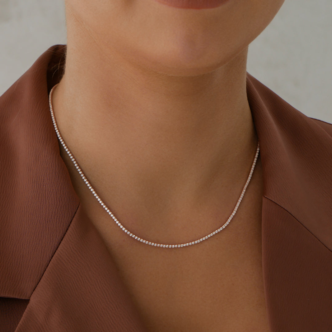 Elegant 2 TCW Round Lab-Grown Diamond Tennis Necklaces 14