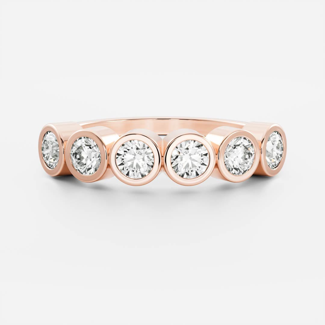 Half Eternity Bezel- 0.19 CT Round Moissanite Wedding Band